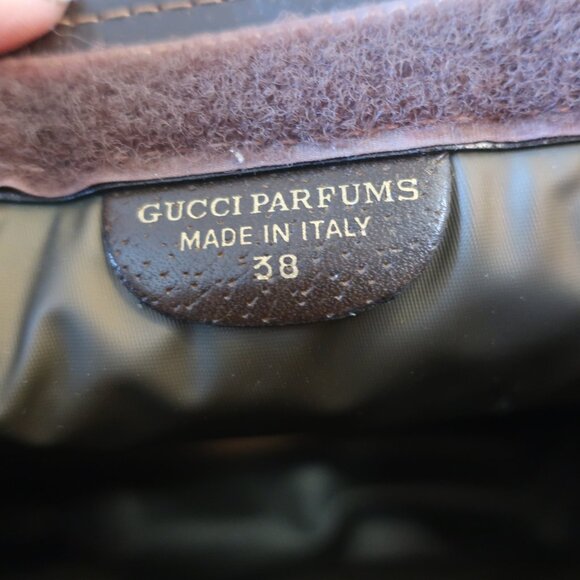 Authentic Gucci Parfums Guccissima Taupe Brown Green Red Web Zip Clutch Handbag - Picture 11 of 16